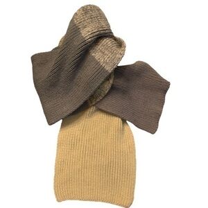 ALFANI Winter Scarf Beige and Grey Color Blocked Knit Long Rectangle
